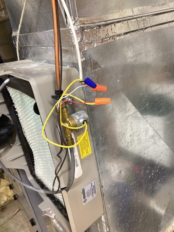 Diagnosed and repaired whole home humidifier that was not operating due to disconnected wiring. Performed complete system check including water supply line, control wiring, and electrical connections. Successfully restored normal operation by reconnecting loose wires and cycling the humidifier to verify proper functionality.