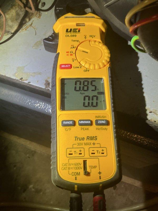 Completed scheduled maintenance tune-up on 13-year-old Goodman high-efficiency furnace with 2-zone system and humidifier. Diagnostic testing revealed system operation within acceptable parameters (amp draw readings: 4.59/0.85). Identified mouse infestation issue and significant dust/debris accumulation in ductwork. System is currently operational, but scheduled comfort advisor for duct cleaning quote due to contamination concerns.
