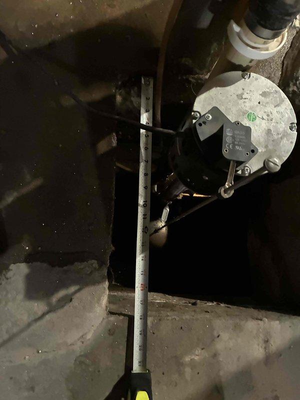 Conducted service call to assess failed sump pump system. Disconnected existing pump and sink fixture as requested. Took measurements of the pump well depth (approximately 15 inches) to ensure proper sizing for replacement unit. Provided customer with complete estimate for new sump pump installation. Customer approved quote but rescheduled actual replacement work for a future date.