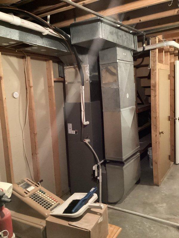 Diagnosed and resolved whistling noise issue from furnace by replacing heavily dust-laden air filter which was restricting airflow. Advised homeowner to order new replacement filters and recommended duct cleaning service due to observed debris accumulation within the ductwork.