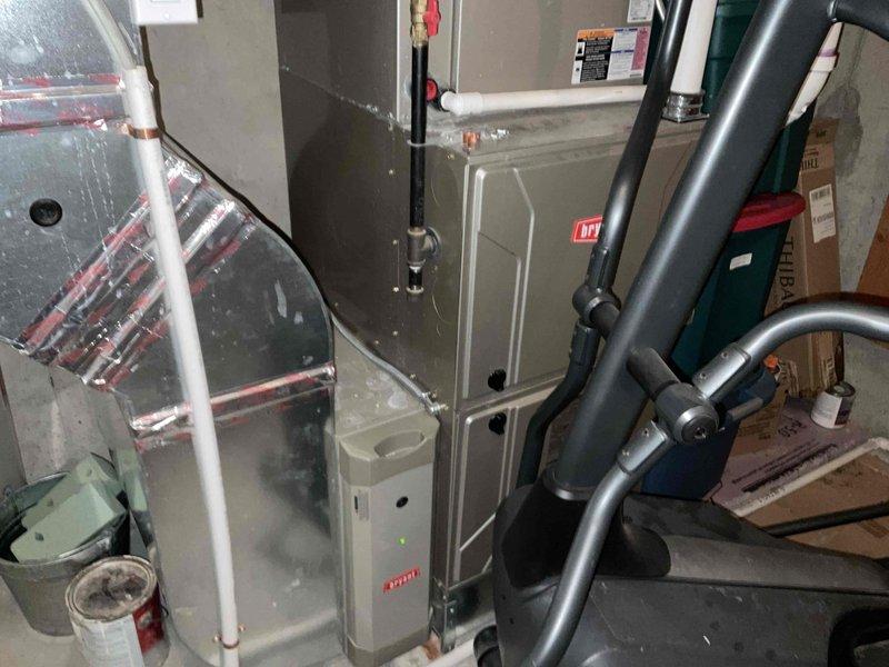 Replaced leaking 75-gallon natural gas power vented water heater with new equivalent unit. Installation completed per estimate specifications with all proper connections and venting.