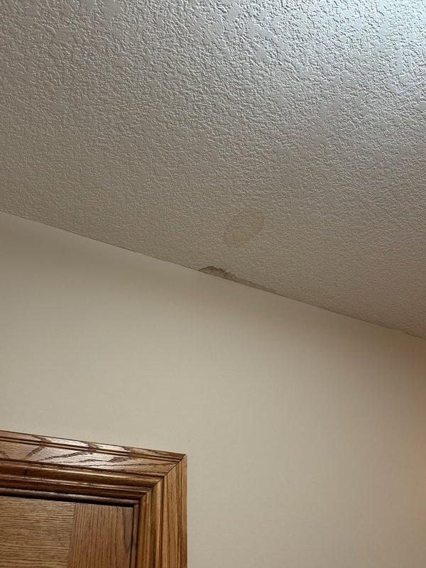 Responded to an emergency call for water damage in customer's ceiling. Upon inspection, identified two sources of leakage in the kitchen island above: a malfunctioning reverse osmosis pump and a defective faucet sprayer. Removed the unnecessary RO pump and provided replacement parts for the faucet to resolve the issue.