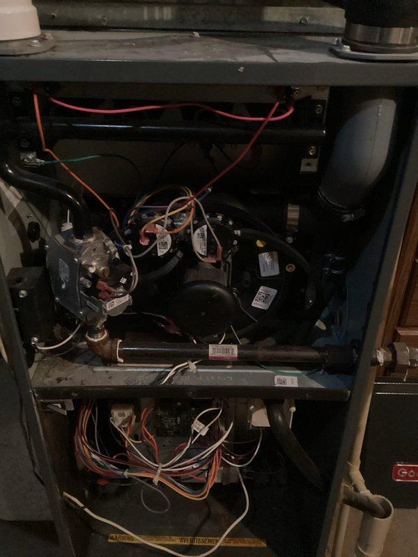 Successfully replaced gas valve on LP furnace. Unable to adjust gas pressure due to empty LP tank. Customer scheduled for LP delivery, will return after fill to complete pressure calibration.