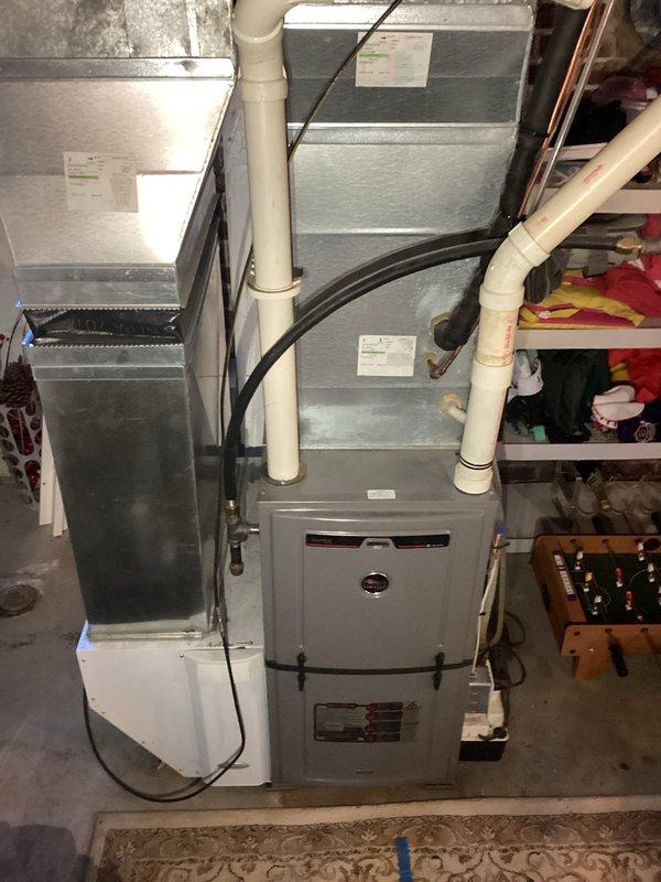 Responded to no heat call for 10-year-old Ruud furnace displaying error code 45. Diagnosed faulty pressure switch causing system failure, contradicting previous company's assessment of needing circuit board and valve replacements. Attempted temporary repair with universal Cleveland switch but determined it was unreliable. System currently operational, but requires installation of correct OEM pressure switch to ensure proper long-term function.