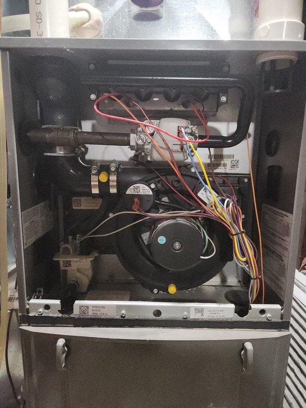 Responded to customer call regarding furnace exhibiting error code 57 (pressure switch stuck open). Upon arrival, the unit was operational with no apparent issues. Performed diagnostic testing on flame sensor and inducer motor amperage, both of which tested within normal parameters. Noted that customer had recently replaced the filter. Visual inspection of internal components revealed no abnormalities or blockages. No repair was necessary as system was functioning properly at time of service.