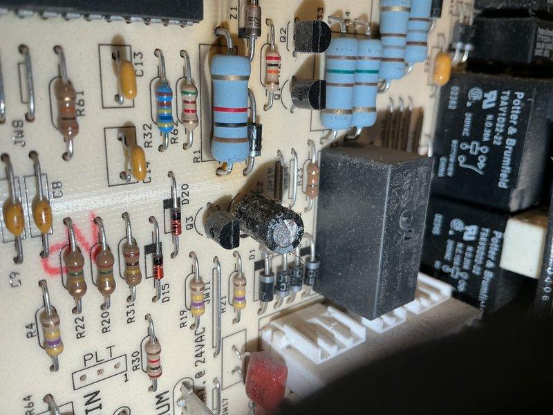 Responded to no heat complaint for 12-year-old furnace. Upon inspection, found multiple critical failures including failed inducer motor, oil-leaking blower motor, and control board with visible burn marks. Complete furnace replacement performed due to extent of damage and system age.