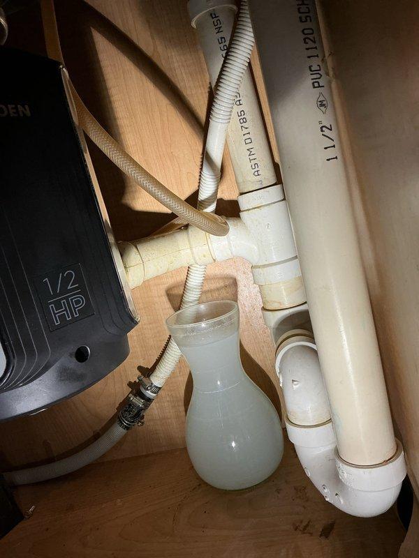 Responded to service call for multiple plumbing issues. Diagnosed and cleared clog in bathroom sink drain to restore proper drainage. Identified hole in dishwasher drain line under kitchen sink requiring replacement. Customer opted to complete dishwasher drain repair independently after receiving repair options.