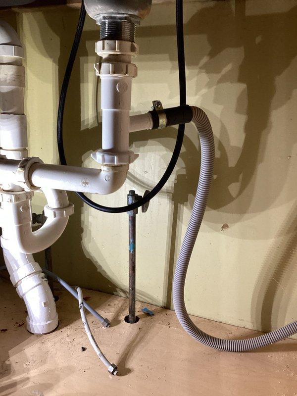 Successfully installed customer-supplied kitchen faucet in rental property after previous fixture blew off the sink. Existing water supply stops were in good working condition and were reused. Completed installation with proper under-sink connections to drainage system, though noted the provided faucet model is not ideal for rental property applications.