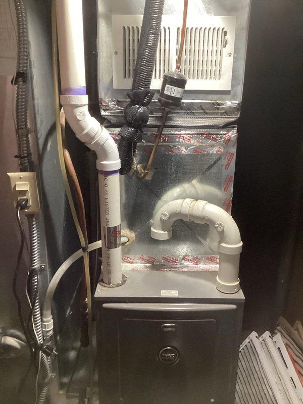 Successfully replaced faulty pressure switch on furnace. Performed thorough verification of condensate trap, drain lines, inducer, and wiring. System cycled successfully from thermostat and is now functioning normally.