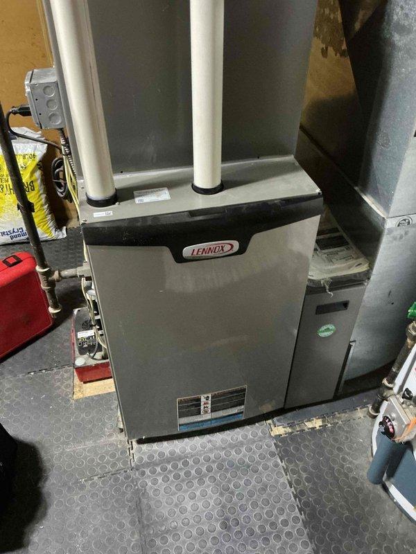 Performed scheduled tune-up service on a 9-year-old Lennox gas furnace. Conducted comprehensive inspection of system components including PVC venting, connections, and overall operational functionality. Customer plans to install a Nest thermostat in the future and was provided with installation options.