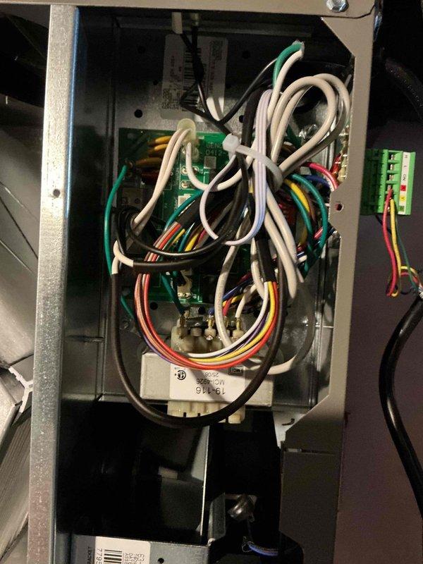 Responded to service call for air exchanger issues causing window frosting. Diagnosed non-functional Carrier control system and determined need for compatible Lennox control replacement. Will return to complete installation of new control unit.