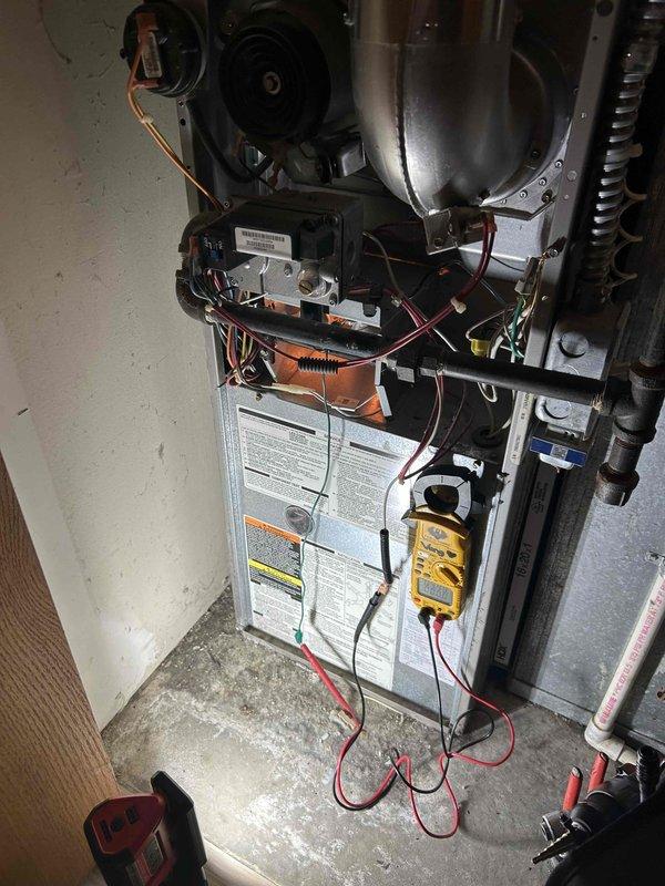 Performed diagnostics on furnace with no heat complaint. Identified error code 34 "Ignition Proving Failure" and verified proper gas pressure and electrical connections. Testing revealed flame sensor malfunction. Replaced flame sensor rod to restore proper ignition sequence and heat function.