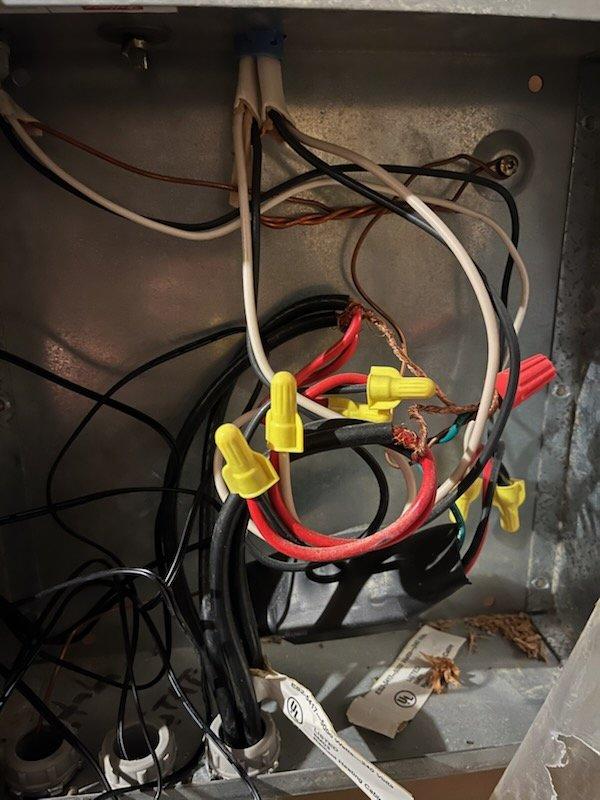 Diagnosed and repaired electrical infloor heating system that was continuously running due to improper thermostat wiring configuration where Line Voltage was incorrectly connected to the Load Side. Rewired and programmed the thermostat to restore proper operation, however system shows GFCI fault requiring thermostat replacement or further electrical work by qualified electrician.