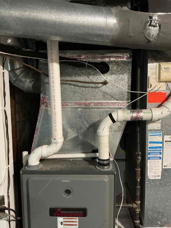 Performed tune-up on 20-year-old furnace after customer complaint of strange odors during heating cycles. Conducted comprehensive inspection revealing a weakening igniter, brittle vacuum tubing for pressure switches, corroding control board connections, and significant cracks in the heat exchanger around primary tubes at the secondary transfer box. Due to safety concerns, performed safety shutdown protocol and scheduled follow-up with service advisor as unit was deemed unsafe to operate.