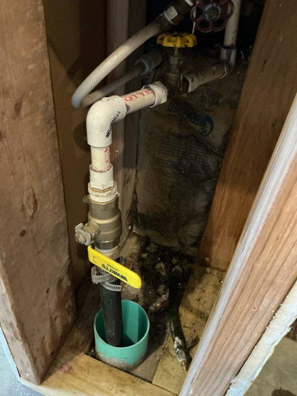 Responded to emergency service call for a broken pipe in garage causing water leakage. Diagnosed cracked ball valve that had failed due to freezing conditions. Successfully replaced damaged ball valve and adjacent pipe section, restoring proper water flow and preventing further leakage into the garage area. System tested and confirmed operational.