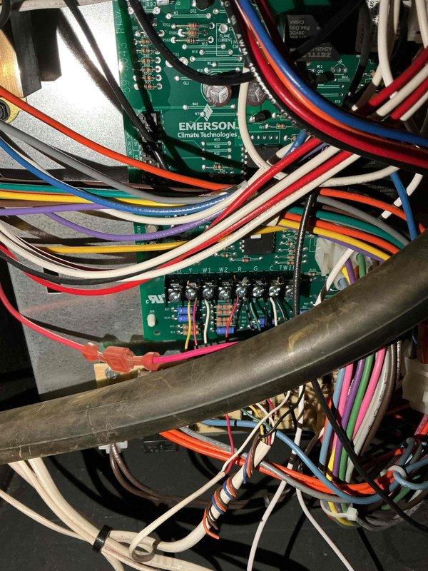 Completed warranty repair on Amana furnace by replacing the control board (Emerson Climate Technologies) and pressure switches. System was thoroughly tested after component installation, confirming proper operation and resolving the previous issue.