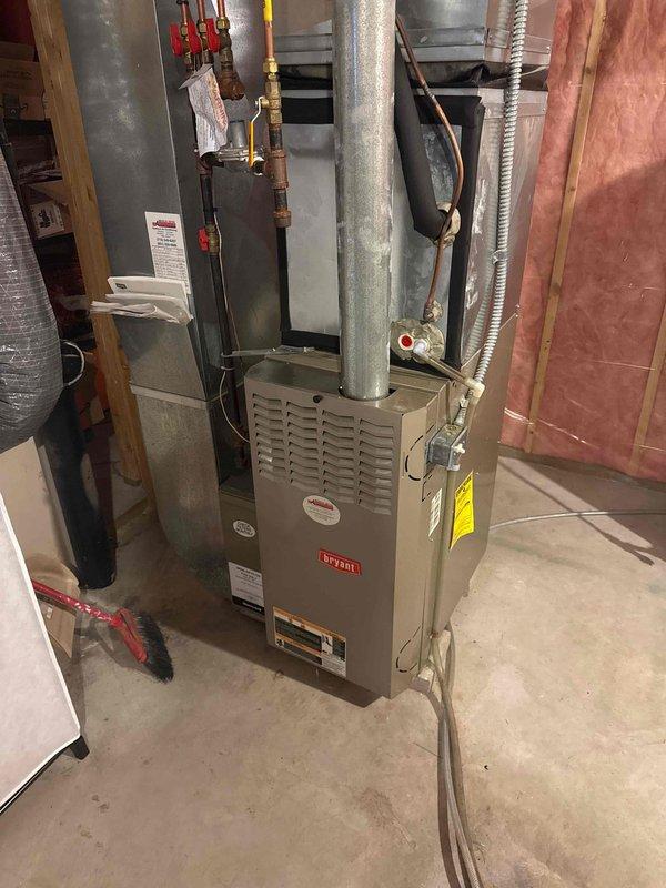 Responded to no heat complaint for 22-year-old Bryant LP furnace. Diagnostic testing revealed failed inducer motor as root cause. Customer has scheduled consultation for replacement system quote.