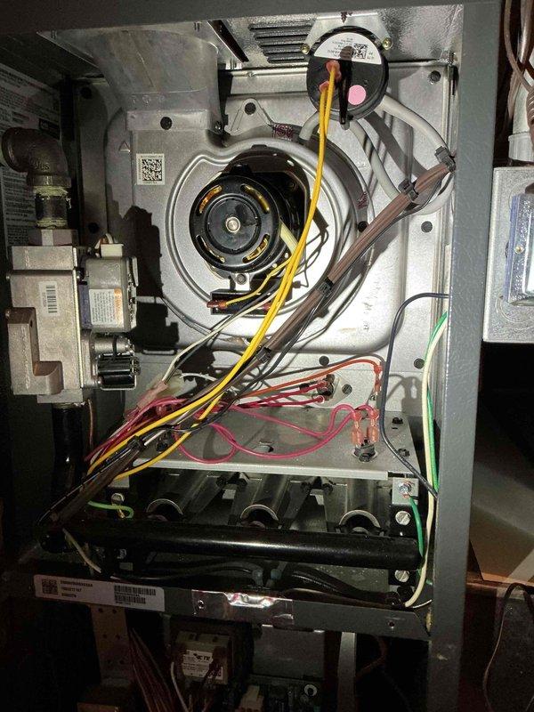 Responded to customer complaint of formaldehyde-like odor emanating from 9-year-old Daikin furnace. Conducted comprehensive diagnostic inspection including examination of burners, heat exchanger (internal and external), and exhaust stack. No unusual odors were detected during visit and all components were found to be functioning properly. Air filter was clean and system operation was normal. No service adjustments or repairs were necessary.