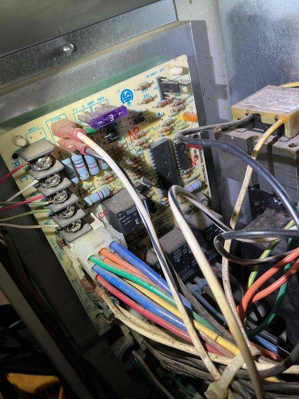 Diagnosed no-heat issue on 15-year-old Gibson propane furnace. Found control board failing to supply required 24V to gas valve despite audible relay click. Replaced defective control board to restore proper system operation and heat production.