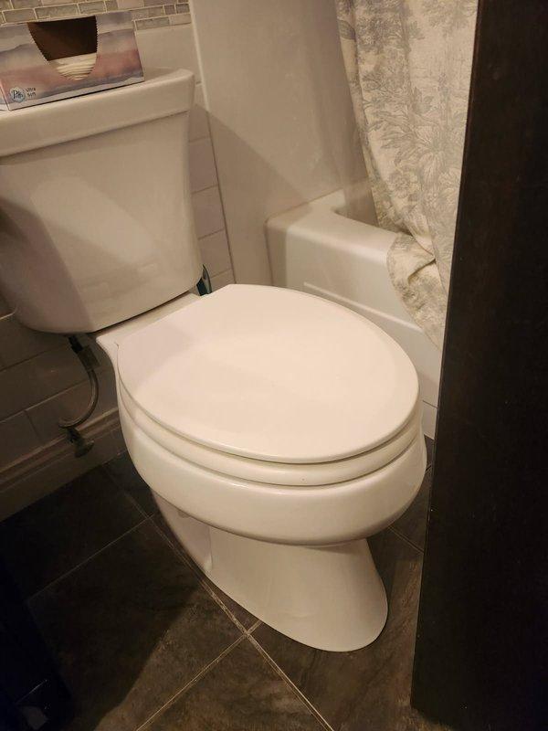 Completed replacement of non-functioning Kohler ADA toilet with new Gerber Viper ADA model after client reported flushing issues. Performed snaking service on the original toilet to clear blockage prior to removal. New installation completed successfully with all fixtures properly functioning.