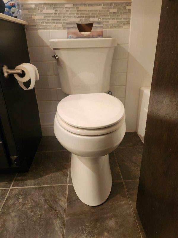 Completed replacement of non-functioning Kohler ADA toilet with new Gerber Viper ADA model after client reported flushing issues. Performed snaking service on the original toilet to clear blockage prior to removal. New installation completed successfully with all fixtures properly functioning.