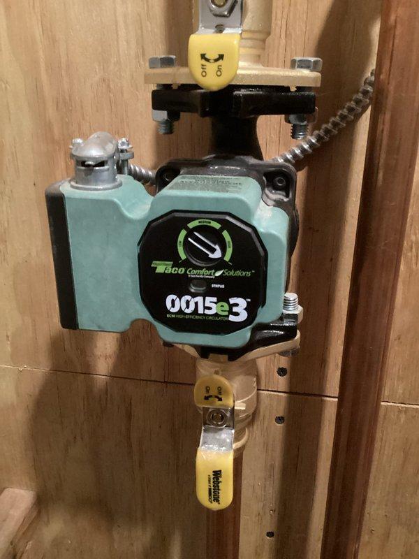 Performed Family Rewards maintenance visit on boiler system. Conducted comprehensive inspection including combustion air, ignitor, heat exchanger, water pressure/temperature, and zone board. Cleaned igniter and noted heat exchanger buildup recommended for cleaning next season. Identified damaged seal on condensate trap causing flue leakage; replacement recommended. System currently operating normally. Visual inspection of circulation pump (Taco Comfort Solutions 0015e3) and associated plumbing connections completed.