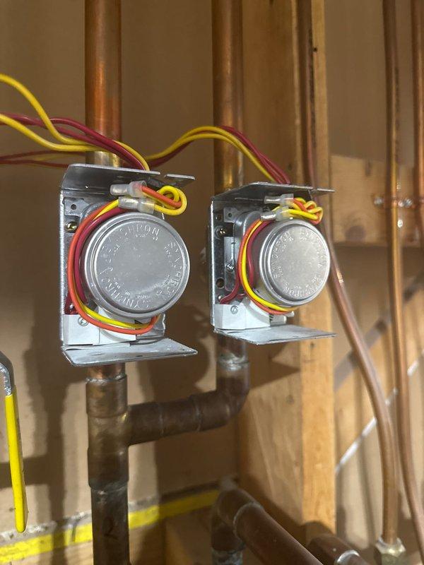 Responded to call for intermittent heating issues with garage boiler system. Diagnosed problematic thermostat that was difficult to operate but eventually activated. Inspected system and verified all valves are functioning properly and boiler is operating correctly when engaged. Recommend replacement of existing Taco thermostat to prevent future operational issues.