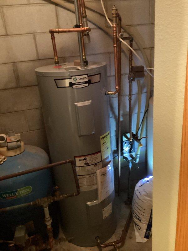 Performed maintenance inspection on customer's wood-burning furnace/combo water heater system. Diagnosed heat exchanger between boiler and water heater as plugged, causing insufficient hot water supply. Noted non-functioning water softener that should be addressed prior to additional repairs. Completed inspection of A.O. Smith water heater and associated plumbing components. Submitted estimate form for necessary repairs to heat exchanger and water treatment system.