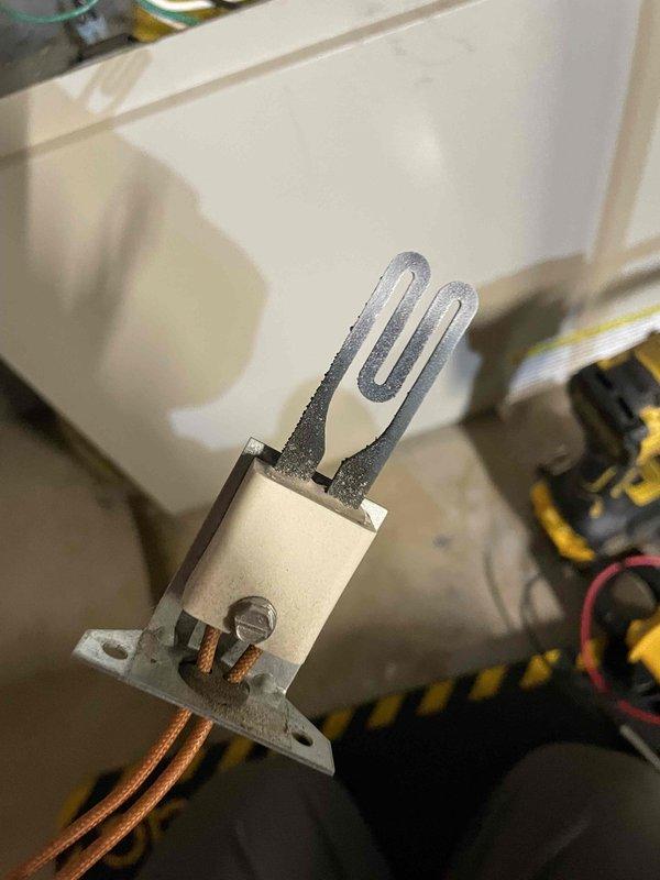 Responded to no heat service call for natural gas furnace over 10 years old that was blowing cold air. Diagnosed failed ignitor as root cause of heating failure. Successfully installed and adapted universal replacement ignitor to restore system functionality. Tested unit after repair, confirming proper ignition sequence and heat production.