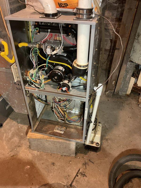 Responded to no heat call for a 1.5-year-old ComfortMaker furnace displaying 4 LED light code indicating limit trip. Diagnosed completely plugged filter as root cause. Installed new filter, cycled system three times to verify proper operation with no recurrence of the fault code. System now heating normally. Advised tenant on regular maintenance and recommended a thorough system check.