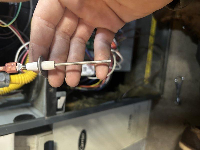 Responded to customer complaint of intermittent chirping noise from furnace. Customer provided video documentation, though noise was not present during inspection. Performed comprehensive furnace tuneup including system inspection, air filter check, and blower compartment examination. Inspected vent system thoroughly. No mechanical issues or obstructions found that would cause reported noise. Checked igniter component for proper operation. System is currently heating correctly despite reported noise.