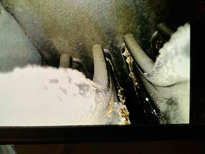 Responded to no heat complaint on natural gas furnace. Diagnostic testing revealed failed secondary heat exchanger with significant frost and ice buildup on coils. Replaced heat exchanger and installed new furnace to restore proper heating operation.