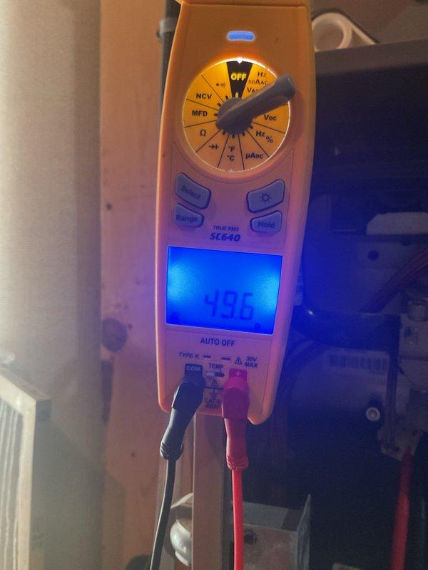 Performed scheduled furnace tune-up on gas unit of indeterminate age. Completed standard maintenance procedures including testing electrical components with multimeter (measured 4.96V). Identified high gas setting and made necessary adjustments to optimize combustion efficiency. Heat exchanger inspected and appears functional. Service completed as part of biannual maintenance agreement.
