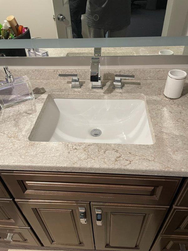 Responded to service call for Delta faucet with no hot water flow. Diagnosed issue with flow valve/cartridge that needed replacement. Customer had already disassembled the faucet. Installed new cartridge and reassembled bathroom vanity faucet, restoring proper hot water functionality.