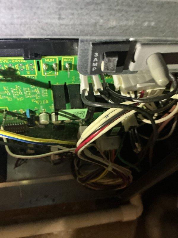 Diagnosed 3-year-old gas furnace with no power, which was blowing a 3-amp fuse as indicated by thermostat error. Visual inspection of circuit board confirmed control board failure. Identified unit is under warranty; arranged for replacement control board to be installed by technician Ben with appropriate parts from inventory.