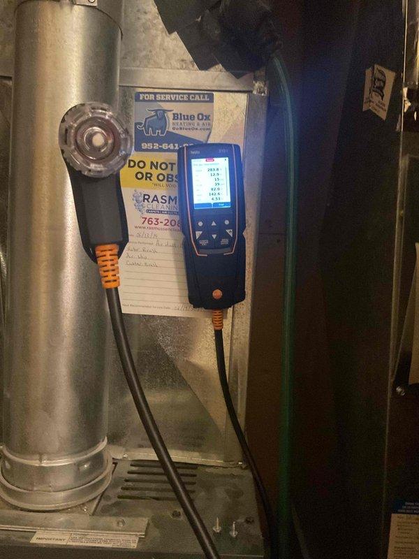Responded to no-heat call for 14-year-old natural gas furnace. Diagnostic testing performed with digital measurement tool on system components. Identified dirty filter as the issue and replaced it. Unit was operational upon arrival and continued functioning properly after filter replacement.