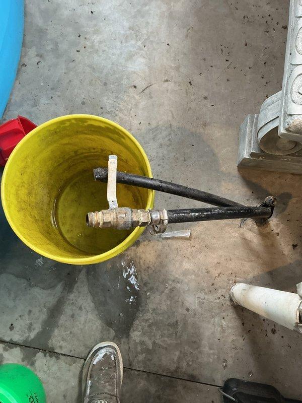 Responded to emergency service call for a leaking ball valve that fed water to customer's barn. The valve was actively leaking and required complete water shutoff to the home to stop water flow. Successfully removed damaged valve and replaced with new ball valve, restoring proper water service to both the barn and main residence.