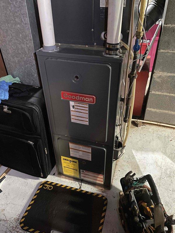 Completed a Goodman furnace repair, replacing the door latch switch, pressure switch, and inducer motor to resolve operational issues. System was tested after installation and confirmed to be functioning properly, though burners will need to be replaced in a follow-up visit as they were not included in the provided parts.