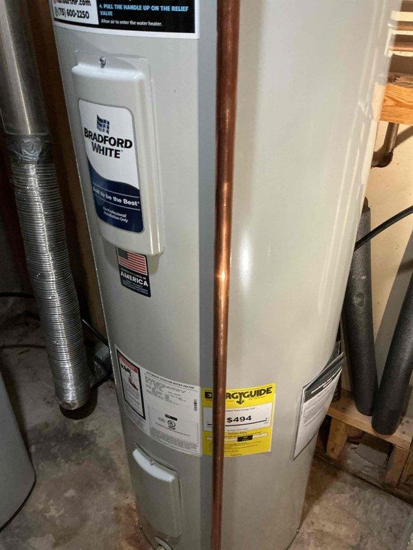 Responded to service call regarding previously installed Bradford White water heater temperature adjustment. Customer reported insufficient hot water. Inspected unit and confirmed water temperature was approximately 110°F. Adjusted thermostat setting to increase water temperature to 120°F, resolving the issue. Unit is now operating at proper temperature.