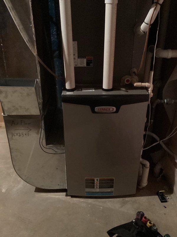Performed annual maintenance on 3-year-old natural gas furnace. Cleaned flame sensor, verified proper condensate drainage, inspected recently changed air filter, and checked electrical components (all within specifications). System started successfully with 50° temperature rise. Additionally, repaired homeowner's humidifier by replacing missing solenoid-to-water panel hose and corrected improper wiring to ensure humidifier only operates during heating cycles as designed.
