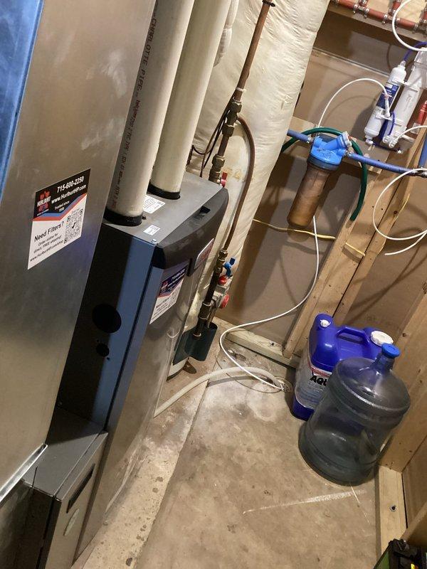 Performed annual maintenance on 3-year-old Furnace FRP system. Inspected heat exchanger with no issues found, cleaned and inspected blower, checked all electrical connections, and verified clear condensate lines with proper drainage. Tested system operation for 20 minutes confirming proper gas pressures and venting with a 55°F temperature rise. Filter maintained by customer. All system parameters within specifications per tune-up documentation.