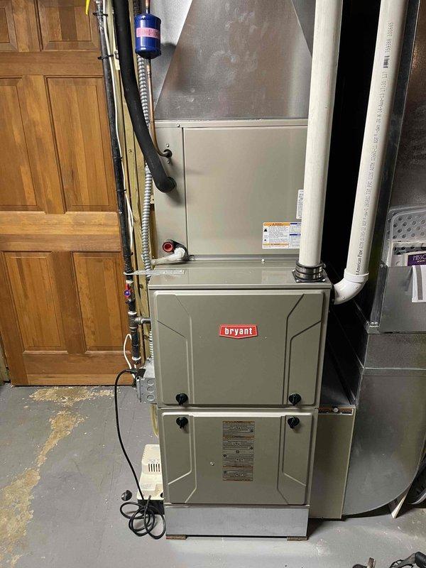 Performed comprehensive preventive maintenance on Bryant furnace system located in basement utility area. All operational parameters were verified within manufacturer specifications. Visual inspection revealed no issues with unit performance or installation. System is functioning properly with no repairs required.