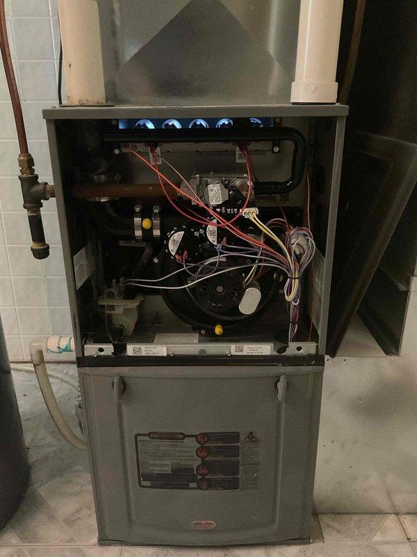 Performed 1-hour sold repair service on HVAC system. Diagnosed faulty pressure switch and completed replacement to restore proper operation. Verified system functionality after repair and documented with photos of electrical panel and furnace interior components.