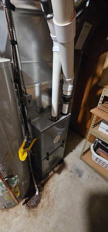 Performed scheduled maintenance on a 5-year-old furnace system. Diagnosed noise concern during blower activation as return vent vibration rather than equipment issue. Recommended installing foam insulation inside the vent to reduce vibrations and replacing air filters. Confirmed unit is functioning properly with no operational concerns.
