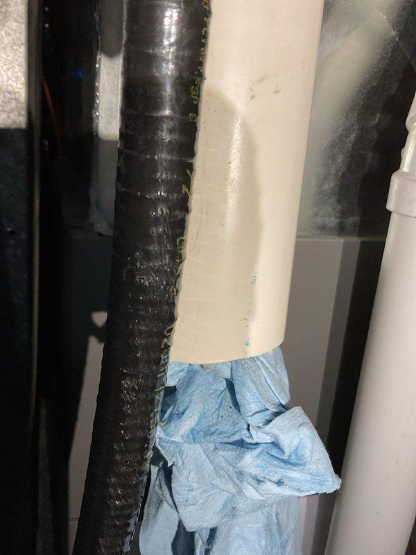 Completed scheduled furnace tune-up on FR furnace. During inspection, discovered a leak on the flue pipe due to improperly glued coupler. Installed Fernco connector to properly seal the connection. All other components checked with no additional issues found. System now operating properly with corrected exhaust venting.