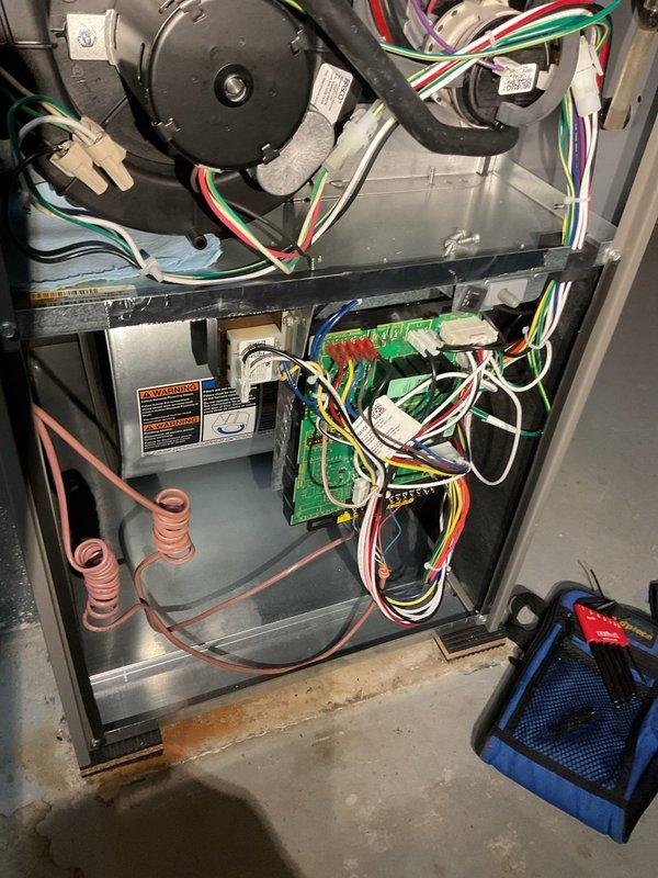 Completed scheduled furnace tune-up on FR furnace. During inspection, discovered a leak on the flue pipe due to improperly glued coupler. Installed Fernco connector to properly seal the connection. All other components checked with no additional issues found. System now operating properly with corrected exhaust venting.