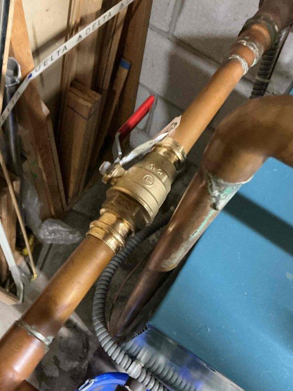 Responded to service call to replace a failing ball valve. Successfully removed existing 1-1/2" valve, installed new C x C ball valve, and added a supply valve to facilitate future service. Performed complete system drain-down and refill to restore proper operation. System tested and functioning normally.