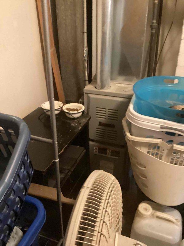 Responded to service call for toilet drainage issues and overflow problems. Diagnosed toilet as clogged with calcium buildup causing poor drainage. Inspected laundry tub and provided replacement estimate as requested by tenant.