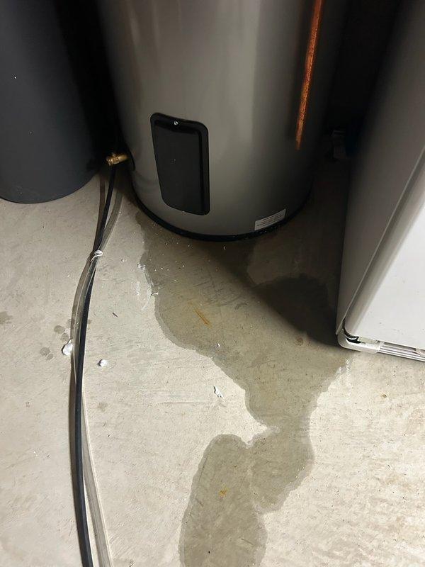 Responded to service call for water heater issue. Investigation revealed tank leak with visible water pooling around the base of Westinghouse water heater. No leaks detected in connections or valves. Assisted customer with filing warranty claim and provided replacement options.