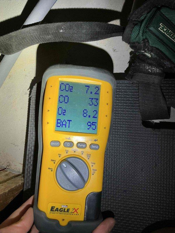 Performed routine inspection and tune-up of heating system. Equipment tested operational with CO2 at 7.2, CO at 3, and O2 at 8.2 using EAGLE X gas detector. Thermostat functioning correctly at 72°F with 74°F heat setpoint. Recommended air cleaner and WiFi thermostat upgrade to enhance system performance.